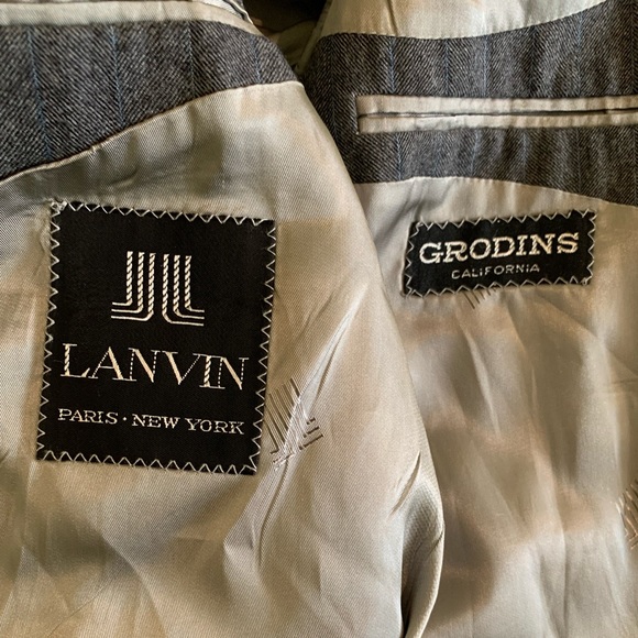 Lanvin Men’s Size 40R Gray With Blue Pinstripes Blazer - Picture 6 of 15